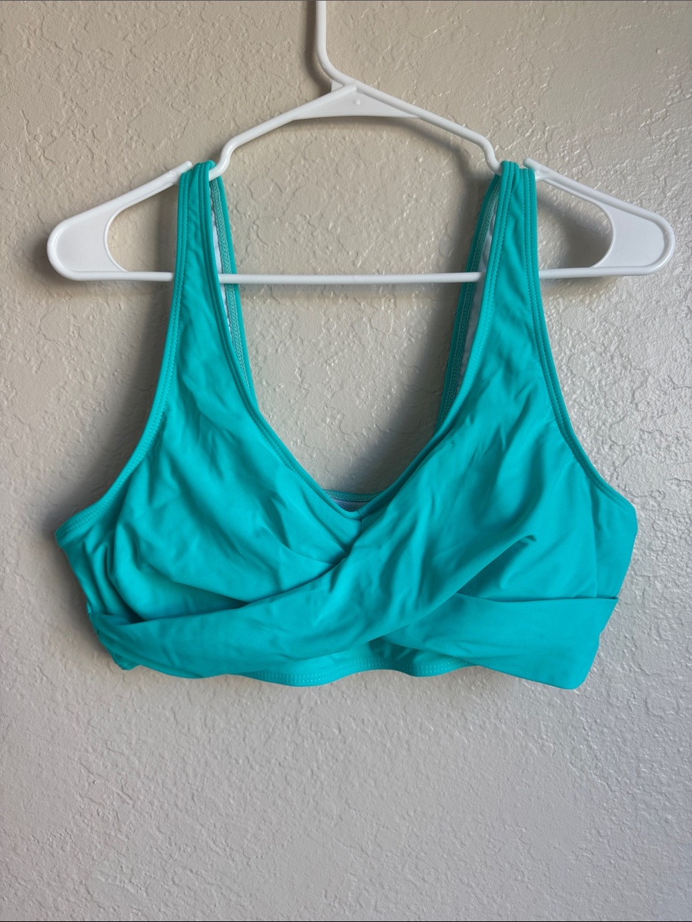 Women’s Aqua Twist Front Bikini Top XL Teal Racerback Swim Top